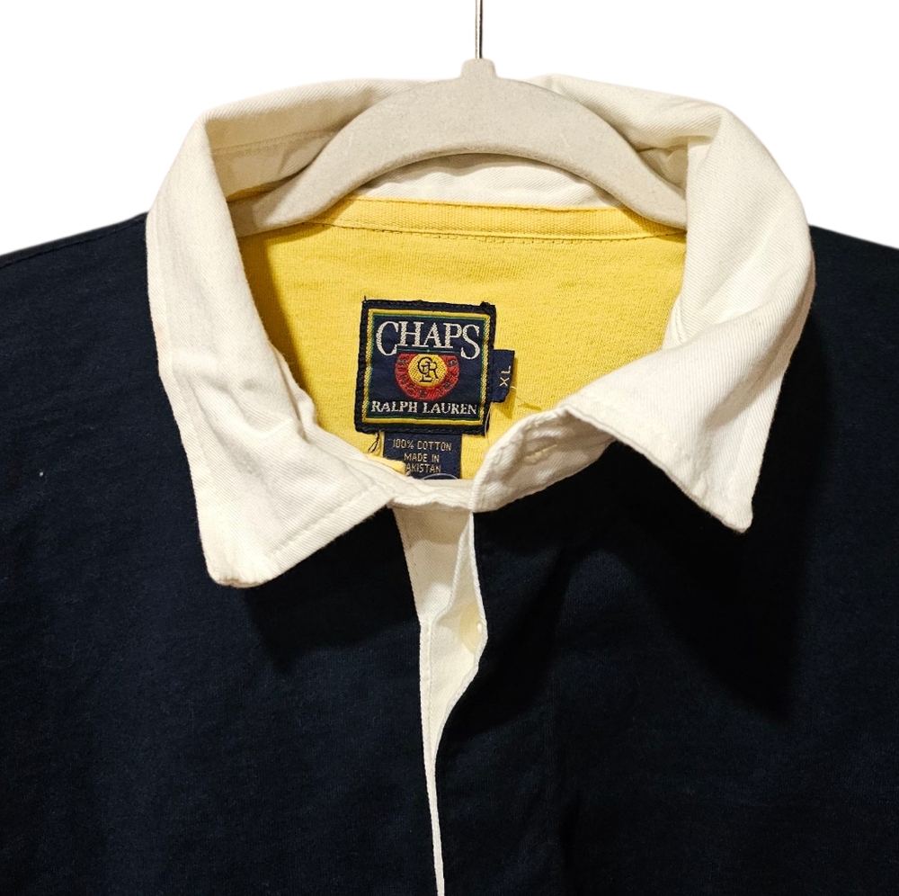 NWT Vintage 90's Chaps Ralph Lauren Colorblock Rugby Shirt Size Extra Large - Picture 4 of 7